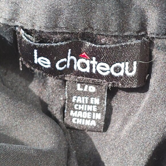 Le Chateau Black Silk Button Up Shirt Women's Size Large - Picture 6 of 8